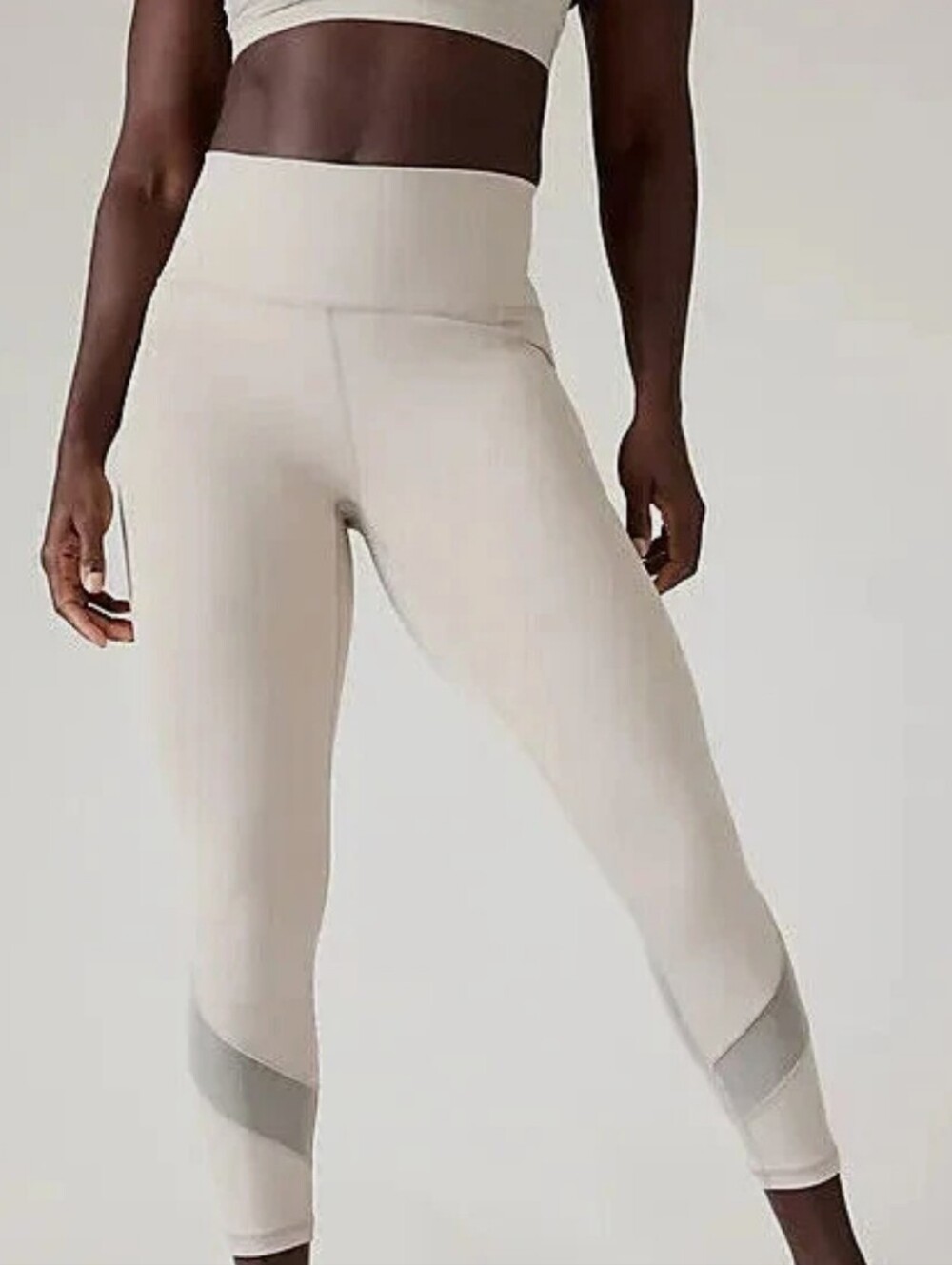 Athleta Salutation Stash Mesh Tight in Light Beige
